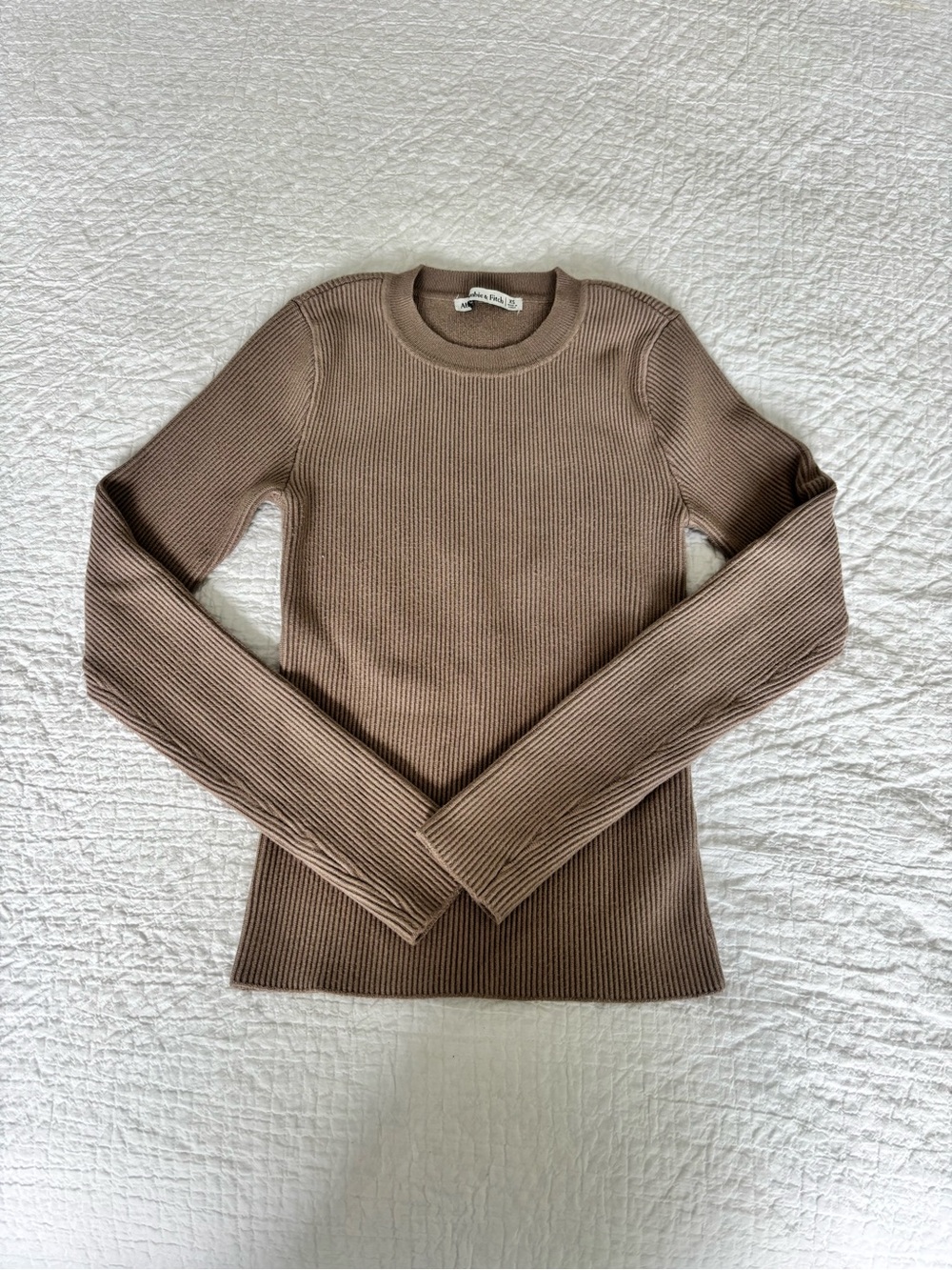 Abercrombie & Fitch Taupe Brown Ribbed Heavyweight Knit Long-Sleeve Shirt XS